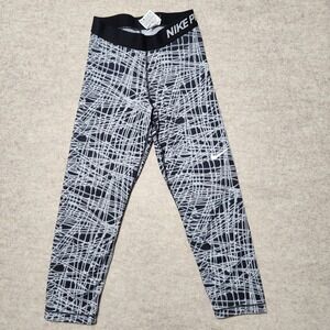 Nike Pro XS‎ Cropped Leggings Training Tights Black White Geometric Athletic